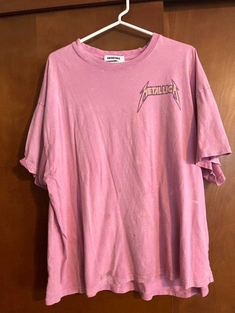Daydreamer Pink Metallica Logo Short Sleeve Tee
